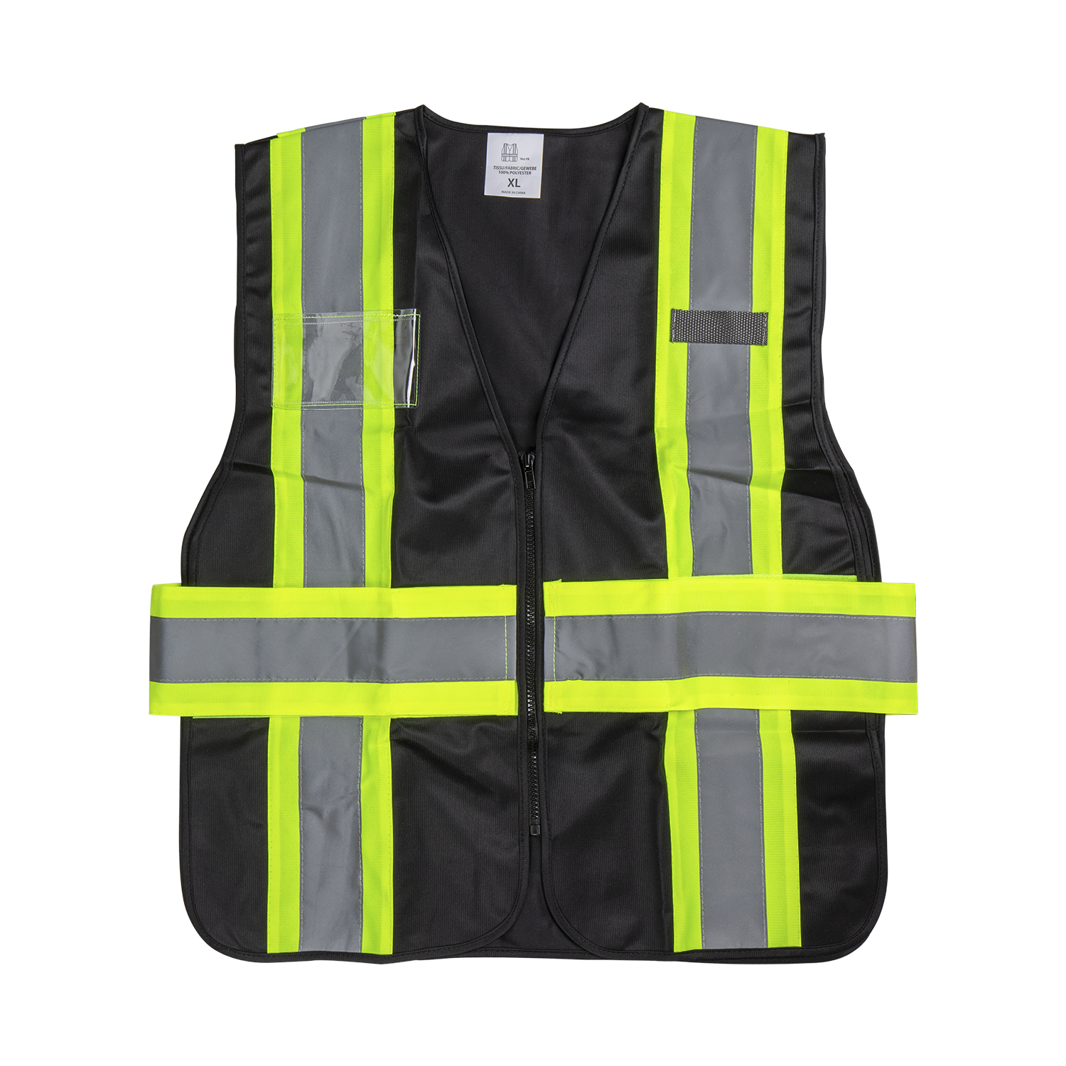 Karat High Visibility Reflective Safety Vest with Zipper Fastening (Black), X-Large — 1 pc