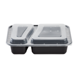 30oz Meal Prep Containers - Microwavable Rectangular Food Containers & Lids - Black - 2 Compartment Bento Box - 150 ct-To-Go Packaging-Karat-Restaurant Supply Drop