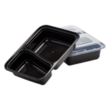30oz Meal Prep Containers - Microwavable Rectangular Food Containers & Lids - Black - 2 Compartment Bento Box - 150 ct-To-Go Packaging-Karat-Restaurant Supply Drop