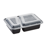 30oz Meal Prep Containers - Microwavable Rectangular Food Containers & Lids - Black - 2 Compartment Bento Box - 150 ct-To-Go Packaging-Karat-Restaurant Supply Drop