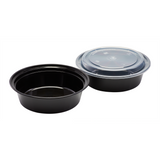 32oz Large Meal Prep Containers - - 32 oz Microwavable Round Food Containers & Lids - Black - 150 ct-To-Go Packaging-Karat-Restaurant Supply Drop