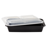 32oz Meal Prep Containers - Microwavable Rectangular Food Containers & Lids - Black - 3 Compartment Bento Box - 150 ct-To-Go Packaging-Karat-Restaurant Supply Drop