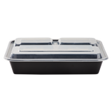 32oz Meal Prep Containers - Microwavable Rectangular Food Containers & Lids - Black - 3 Compartment Bento Box - 150 ct-To-Go Packaging-Karat-Restaurant Supply Drop
