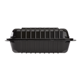 8''x8'' Black Hinged Containers 3 Compartments - Large Black Clamshell Takeout Boxes Multi Compartment - Karat PP Plastic - 250 count-Karat