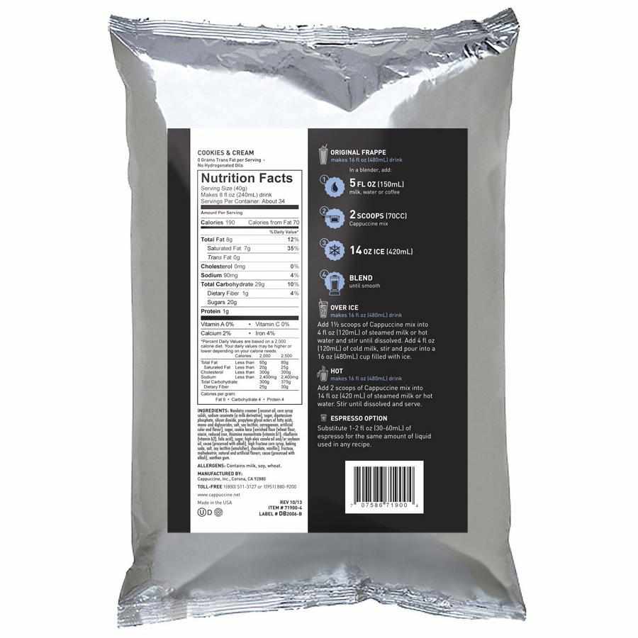 Cappuccine Cookies & Cream Frappe Mix (3 lbs)-Powdered Base-Cappuccine-Restaurant Supply Drop