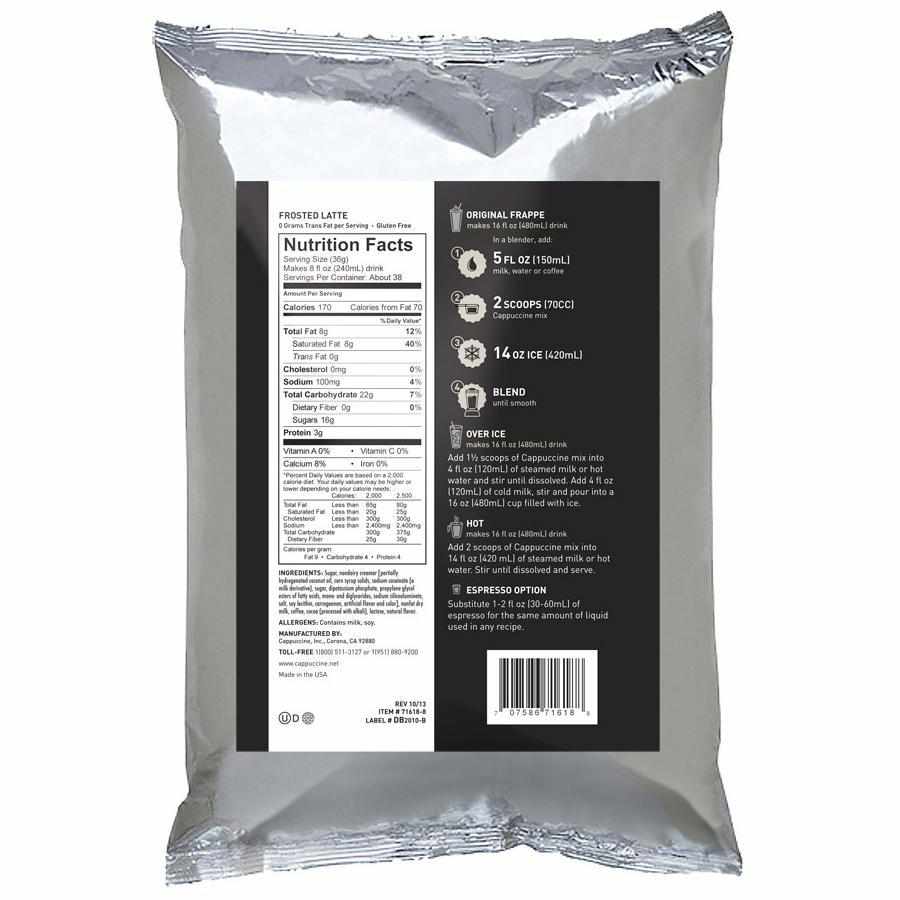 Cappuccine Frosted Latte Frappe Mix (3 lbs)-Powdered Base-Cappuccine-Restaurant Supply Drop