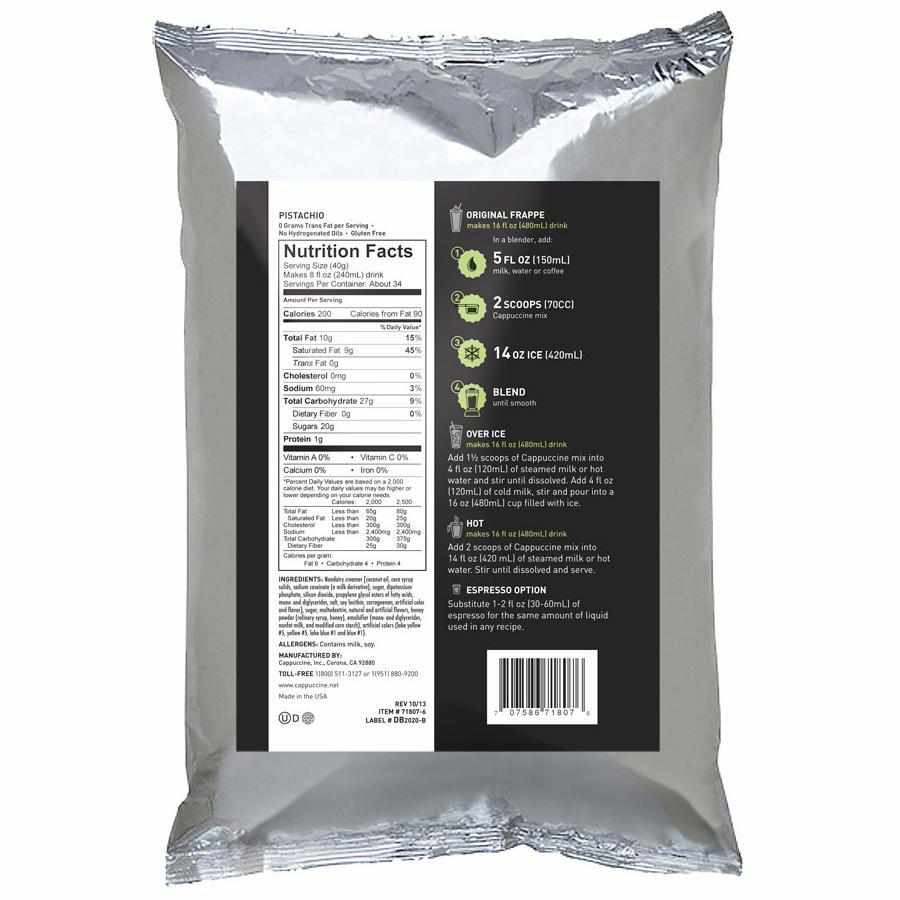 Cappuccine Pistachio Frappe Mix (3 lbs)-Powdered Base-Cappuccine-Restaurant Supply Drop