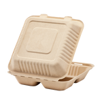 Extra Large Biodegradable 3 Compartment Takeout Box - Karat Earth 9x9 Bagasse Compostable Container- 200 ct-To-Go Packaging-Karat-Restaurant Supply Drop