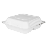 Extra Large Compostable 3 Compartment Food Container - Karat Earth 9x9 Bagasse Hinged Box 200 ct-To-Go Packaging-Karat-Restaurant Supply Drop