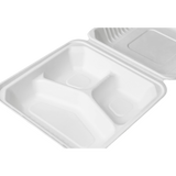 Extra Large Compostable 3 Compartment Food Container - Karat Earth 9x9 Bagasse Hinged Box 200 ct-To-Go Packaging-Karat-Restaurant Supply Drop