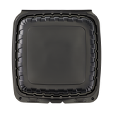 Jumbo Black 3 Compartment Takeout Containers Wholesale - 9"x9" Mineral Filled Hinged Food Boxes - Karat Earth 120 ct-To-Go Packaging-Karat-Restaurant Supply Drop