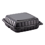 Jumbo Black 3 Compartment Takeout Containers Wholesale - 9"x9" Mineral Filled Hinged Food Boxes - Karat Earth 120 ct-To-Go Packaging-Karat-Restaurant Supply Drop