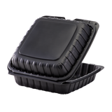 Jumbo Black Take Out Containers - 9"x9" Mineral Filled Hinged Carry Out Boxes - Karat Earth - Black - 120 ct-To-Go Packaging-Karat-Restaurant Supply Drop