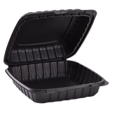 Jumbo Black Take Out Containers - 9"x9" Mineral Filled Hinged Carry Out Boxes - Karat Earth - Black - 120 ct-To-Go Packaging-Karat-Restaurant Supply Drop