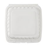 Jumbo White 3 Compartment Carry Out Boxes - 9"x9" Mineral Filled Hinged Food Containers - Karat Earth 120 ct-To-Go Packaging-Karat-Restaurant Supply Drop