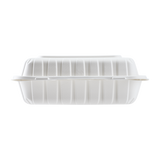Jumbo White 3 Compartment Carry Out Boxes - 9"x9" Mineral Filled Hinged Food Containers - Karat Earth 120 ct-To-Go Packaging-Karat-Restaurant Supply Drop