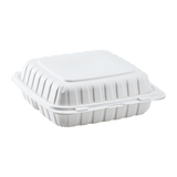 Jumbo White 3 Compartment Carry Out Boxes - 9"x9" Mineral Filled Hinged Food Containers - Karat Earth 120 ct-To-Go Packaging-Karat-Restaurant Supply Drop