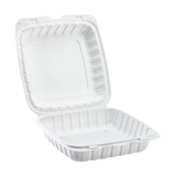 Jumbo White Takeout Boxes - 9"x9" Mineral Filled Hinged Food Containers- Karat Earth 120ct-To-Go Packaging-Karat-Restaurant Supply Drop