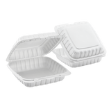 Jumbo White Takeout Boxes - 9"x9" Mineral Filled Hinged Food Containers- Karat Earth 120ct-To-Go Packaging-Karat-Restaurant Supply Drop