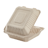 Large Biodegradable Takeout Boxes - Karat Earth 8''x8'' Compostable Bagasse Hinged Containers-To-Go Packaging-Karat-Restaurant Supply Drop
