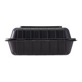 Large Black 3 Compartment Food Containers Wholesale - 8"x8" Mineral Filled Hinged Takeout Boxes - Karat Earth 200 ct-To-Go Packaging-Karat-Restaurant Supply Drop