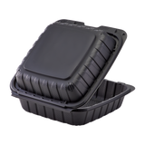 Large Black Take Out Containers - 8"x8" Mineral Filled Hinged Carry Out Boxes - Karat Earth - Black - 200 ct-To-Go Packaging-Karat-Restaurant Supply Drop