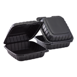 Large Black Take Out Containers - 8"x8" Mineral Filled Hinged Carry Out Boxes - Karat Earth - Black - 200 ct-To-Go Packaging-Karat-Restaurant Supply Drop