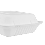 Large Compostable 3 Compartment Food Containers - Karat Earth 8''x8'' Bagasse Hinged Boxes - 200 ct-To-Go Packaging-Karat-Restaurant Supply Drop