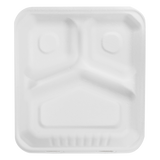 Large Compostable 3 Compartment Food Containers - Karat Earth 8''x8'' Bagasse Hinged Boxes - 200 ct-To-Go Packaging-Karat-Restaurant Supply Drop