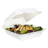 Large Compostable Food Containers - Karat Earth 8''x8'' Compostable Bagasse Hinged Containers - 200 ct-To-Go Packaging-Karat-Restaurant Supply Drop