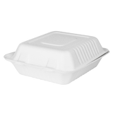 Large Compostable Food Containers - Karat Earth 8''x8'' Compostable Bagasse Hinged Containers - 200 ct-To-Go Packaging-Karat-Restaurant Supply Drop