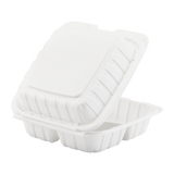 Large White 3 Compartment Food Containers - 8"x8" Mineral Filled Hinged Takeout Boxes - Karat Earth 200 ct-To-Go Packaging-Karat-Restaurant Supply Drop