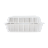 Large White 3 Compartment Food Containers - 8"x8" Mineral Filled Hinged Takeout Boxes - Karat Earth 200 ct-To-Go Packaging-Karat-Restaurant Supply Drop