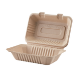 Medium Biodegradable Takeout Boxes - Karat Earth 9''x6'' Bagasse Hinged Containers - 200 ct-To-Go Packaging-Karat-Restaurant Supply Drop