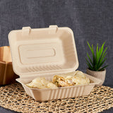 Medium Biodegradable Takeout Boxes - Karat Earth 9''x6'' Bagasse Hinged Containers - 200 ct-To-Go Packaging-Karat-Restaurant Supply Drop