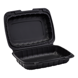 Medium Black Take Out Containers - 9"x6" Mineral Filled Hinged Carry Out Boxes - Karat Earth - Black - 250 ct-To-Go Packaging-Karat-Restaurant Supply Drop