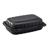 Medium Black Take Out Containers - 9"x6" Mineral Filled Hinged Carry Out Boxes - Karat Earth - Black - 250 ct-To-Go Packaging-Karat-Restaurant Supply Drop