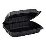 Medium Black Take Out Containers - 9"x6" Mineral Filled Hinged Carry Out Boxes - Karat Earth - Black - 250 ct-To-Go Packaging-Karat-Restaurant Supply Drop