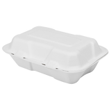 Medium Compostable Food Containers - Karat Earth 9''x6'' Bagasse Hinged Containers - 200 ct-To-Go Packaging-Karat-Restaurant Supply Drop