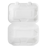 Medium Compostable Food Containers - Karat Earth 9''x6'' Bagasse Hinged Containers - 200 ct-To-Go Packaging-Karat-Restaurant Supply Drop