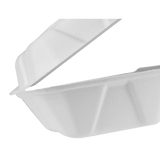 Medium Compostable Food Containers - Karat Earth 9''x6'' Bagasse Hinged Containers - 200 ct-To-Go Packaging-Karat-Restaurant Supply Drop