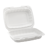 Medium White Takeout Boxes - 9"x6" Mineral Filled Hinged Food Containers- Karat Earth - White- 250 ct-To-Go Packaging-Karat-Restaurant Supply Drop