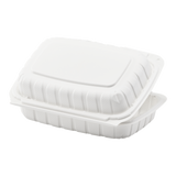 Medium White Takeout Boxes - 9"x6" Mineral Filled Hinged Food Containers- Karat Earth - White- 250 ct-To-Go Packaging-Karat-Restaurant Supply Drop