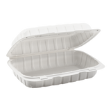 Medium White Takeout Boxes - 9"x6" Mineral Filled Hinged Food Containers- Karat Earth - White- 250 ct-To-Go Packaging-Karat-Restaurant Supply Drop