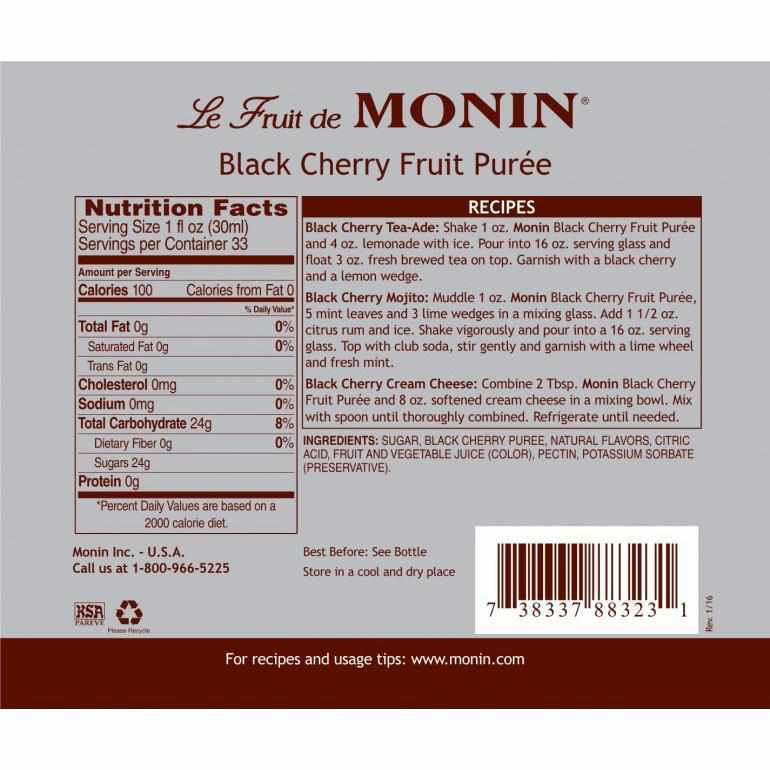 Monin Black Cherry Fruit Pure (1L)-Liquid Base & Purees-monin-Restaurant Supply Drop