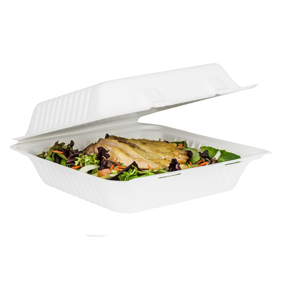PFAS Free Compostable 9''x9'' Bagasse Food Containers - Karat Earth - 200 ct-To-Go Packaging-Karat-Restaurant Supply Drop