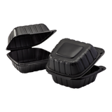 Small Black Take Out Containers - 6"x6" Mineral Filled Hinged Carry Out Boxes - Karat Earth - Black - 400 ct-To-Go Packaging-Karat-Restaurant Supply Drop