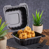 Small Black Take Out Containers - 6"x6" Mineral Filled Hinged Carry Out Boxes - Karat Earth - Black - 400 ct-To-Go Packaging-Karat-Restaurant Supply Drop