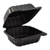 Small Black Take Out Containers - 6"x6" Mineral Filled Hinged Carry Out Boxes - Karat Earth - Black - 400 ct-To-Go Packaging-Karat-Restaurant Supply Drop