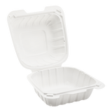 Small White Takeout Boxes - 6"x6" Mineral Filled Hinged Food Containers - Karat Earth - 400 ct-To-Go Packaging-Karat-Restaurant Supply Drop